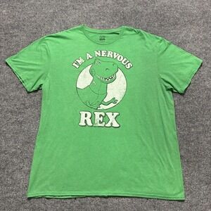 Disney Pixar Toy Story "I'm A Nervous Rex" T-Shirt Mens XL Green Short Sleeve